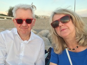Babs and Paul at the rocks, Boulevard de la Croisette, Cannes